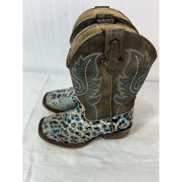 ROPER Little Girls GLITTER LEOPARD Square Toe Western Cowgirl Boots Size 9 - Picture 2 of 6